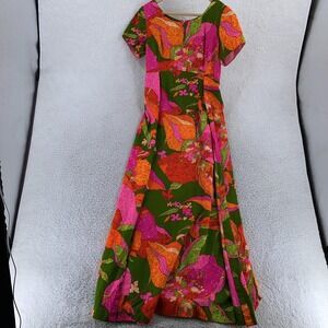 Vintage‎ 70s Liberty House Floral Maxi Dress Womens XS Hawaii Boho Hawaiian